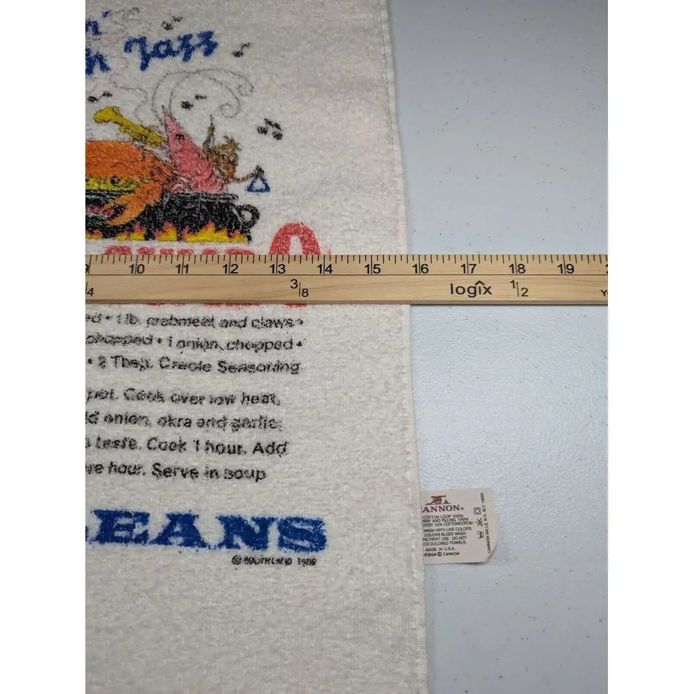Vintage New Orleans Seafood Gumbo Recipe Kitchen Hand‎ Dish Towel Cooking 1989